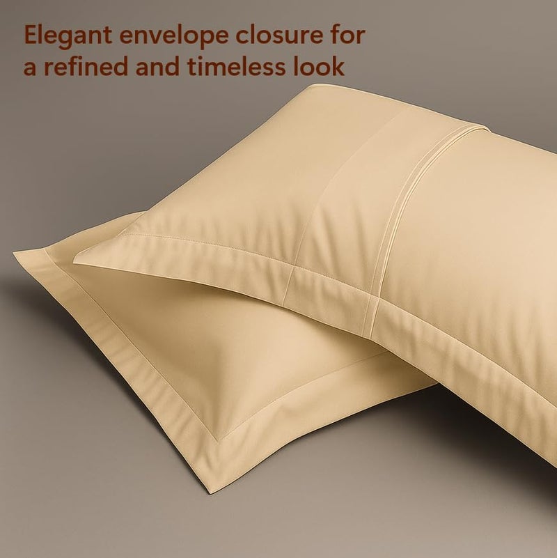 Peru Pima 415 Thread Count Percal Full/Queen Duvet Cover Set - 100% Peruvian Pima Cotton, 3 Piece (1 Cover, 2 Pillowcases) - Cooling, Crisp, Deep Pocket, Hotel Quality Bedding - Latte - Image 2